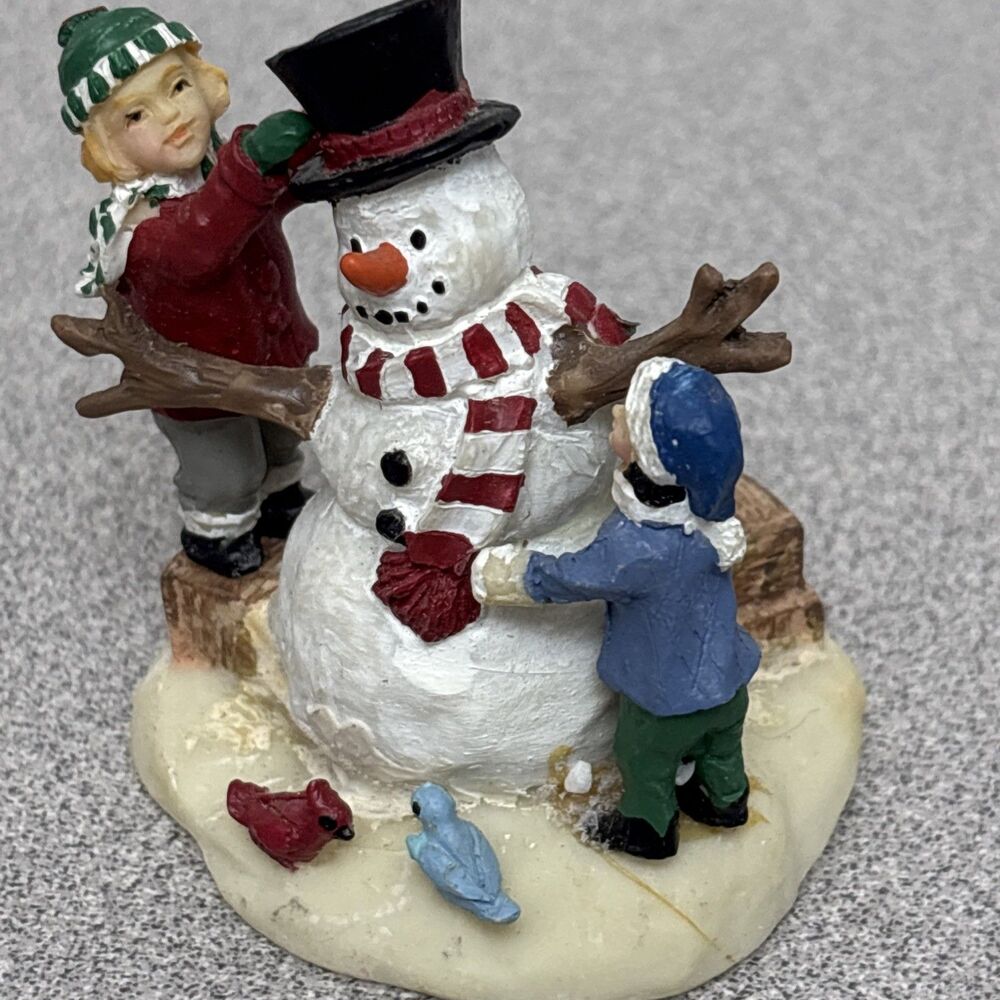 Christmas Village Children Building A Snowman Figurine, 2” Tall - Picture 3 of 7